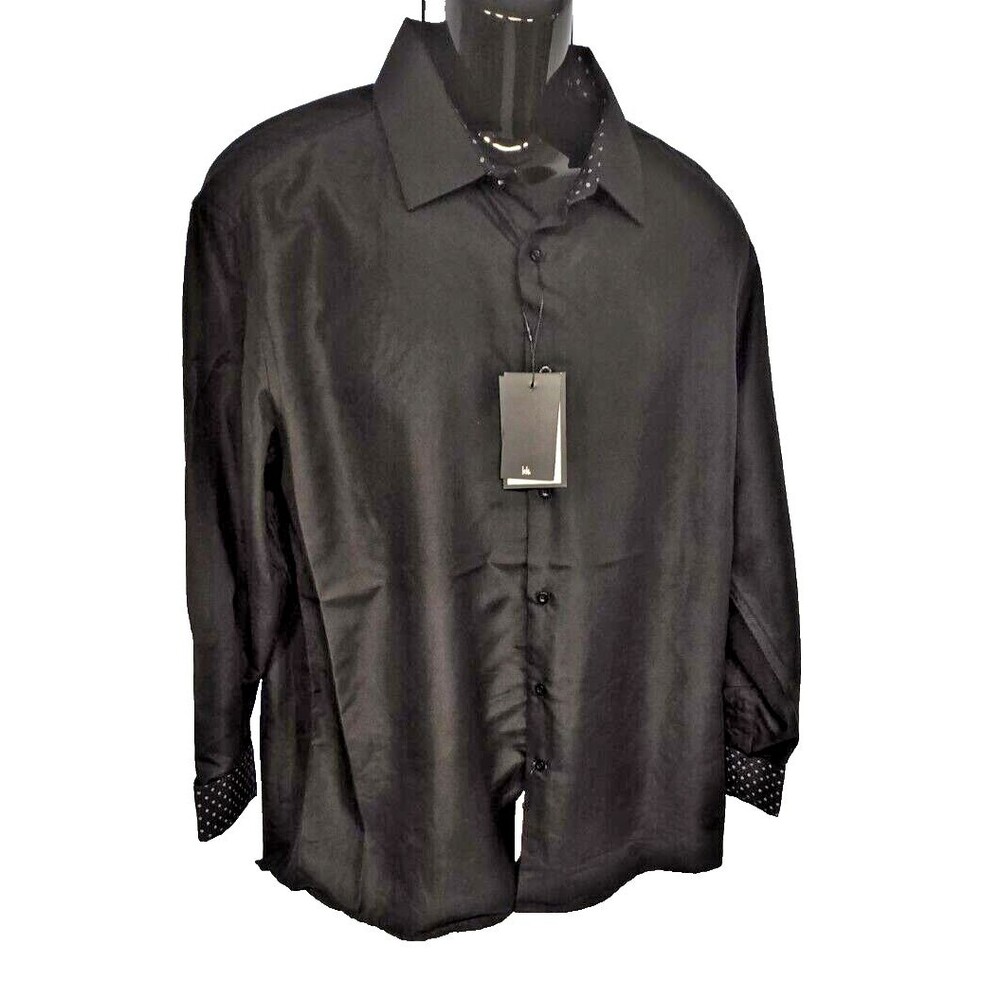 Nicole Miller NYC Men's Black Long Sleeve Dress Shirt Modern Fit Size L Elegant